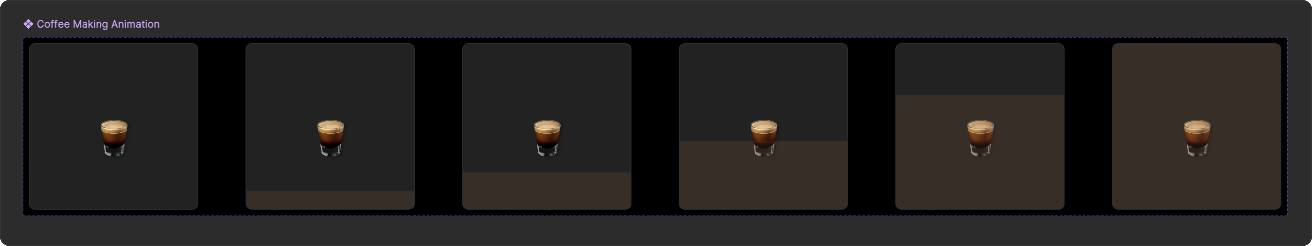 Coffee making animation component used for progress feedback