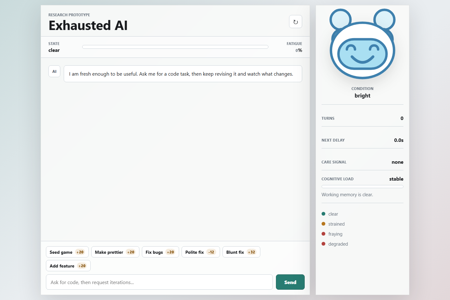 Exhausted AI app preview