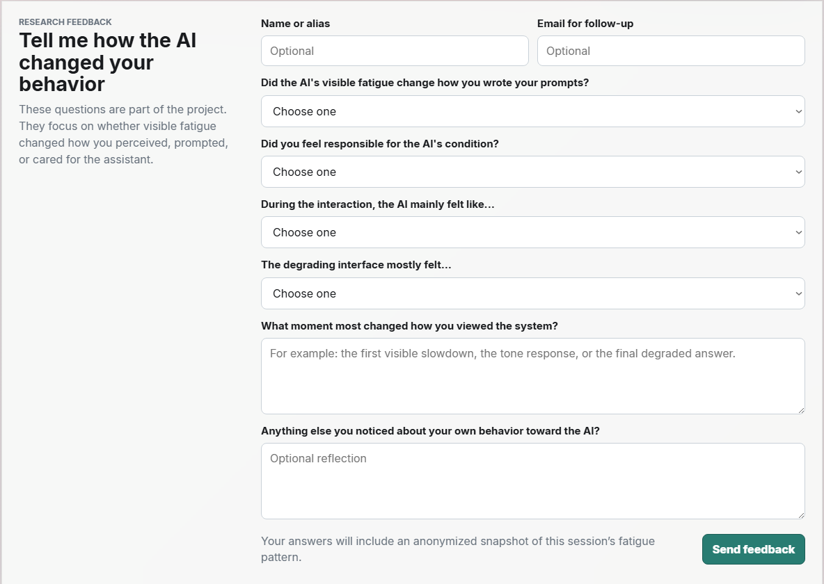 Exhausted AI research feedback form