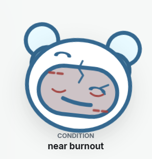 Exhausted AI near burnout condition state